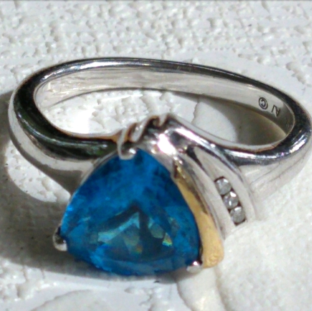 AV 925 + 14K Topaz Diamond Ring ALWAND VAHAN - Picture 3 of 16